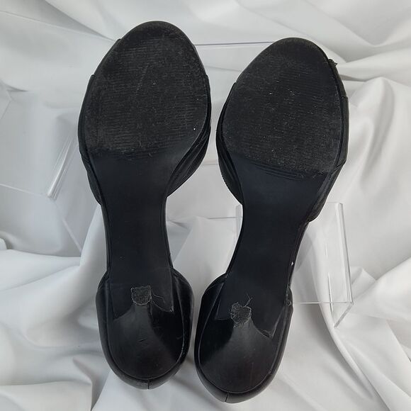 🐞Steve Madden Black "Escape" Open Toe Leather Heels Size 8 - Picture 9 of 11